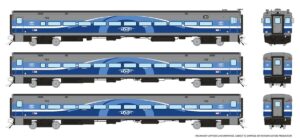HO - P-S Comet Commuter 2 Coach and Cab Car Set -- Montreal AMT Set #1: Cab #702; Coaches #722, 730 (606-128522)